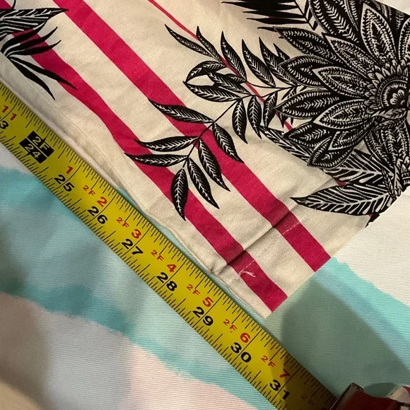 High-Rise Wide Leg Tropical Stripe Pants in Pink/White - Picture 14 of 16